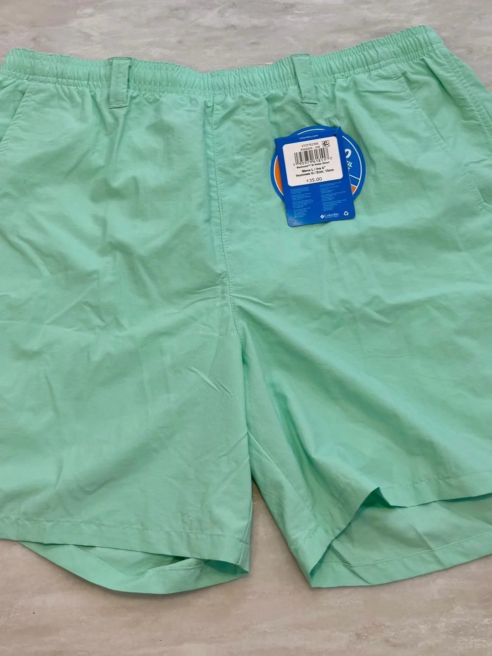 Men’s Large Swimsuit UPF 50 Sun Protective Shorts - Mint - 6in Inseam
